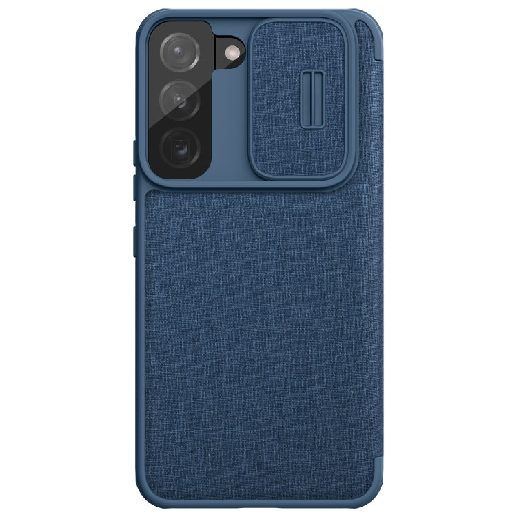For Samsung Galaxy S22+ 5G NILLKIN QIN Series Pro Sliding Camera Cover Design Leather Phone Case(Blue) - free shipping - PMC TechLife - Order now!