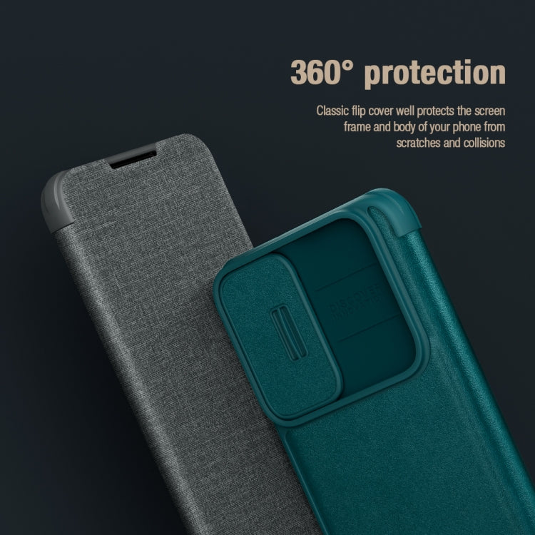 For Samsung Galaxy S22+ 5G NILLKIN QIN Series Pro Sliding Camera Cover Design Leather Phone Case(Blue) - free shipping - PMC TechLife - Order now!