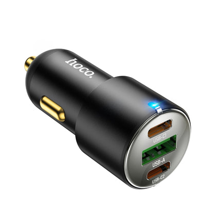 hoco NZ6 Dual Type-C / USB-C + USB PD45W 3-port Car Charger(Black) - Car Charger by hoco | Online Shopping South Africa | PMC Jewellery