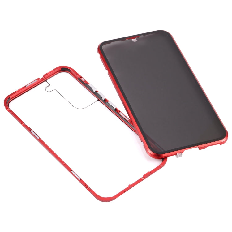 For Samsung Galaxy S22 5G Anti-peeping Magnetic Double-sided Tempered Glass Phone Case(Red) - Galaxy S22 5G Cases by PMC TechLife | Online Shopping South Africa | PMC TechLife | Buy Now Pay Later Mobicred