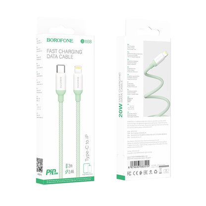 Borofone BX68 2.4A USB-C / Type-C to 8 Pin PD Charging Data Cable, Length:2m(Green) - Normal Style Cable by Borofone | Online Shopping South Africa | PMC Jewellery
