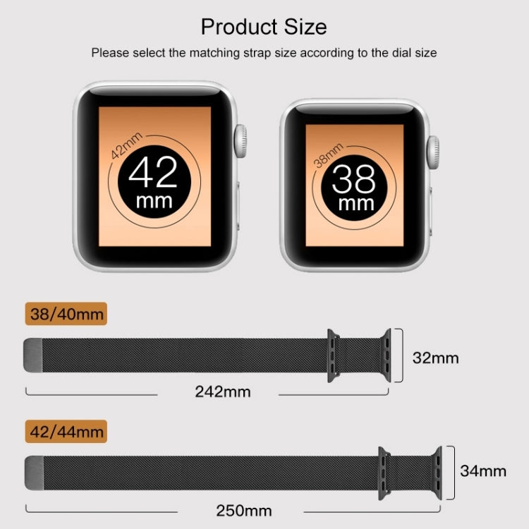 For Apple Watch Series 7 41mm / 6 & SE & 5 & 4 40mm / 3 & 2 & 1 38mm Mutural Milanese Stainless Steel Watch Band(Black) - free shipping - PMC TechLife - Order now!