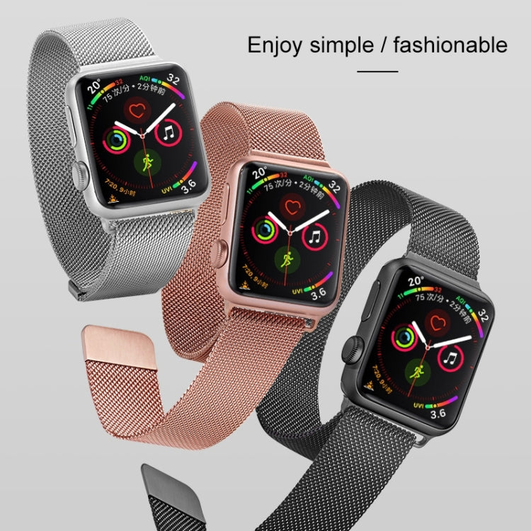 For Apple Watch Series 7 45mm / 6 & SE & 5 & 4 44mm / 3 & 2 & 1 42mm Mutural Milanese Stainless Steel Watch Band(Black) - Watch Bands by Mutural | Online Shopping South Africa | PMC TechLife | Buy Now Pay Later Mobicred