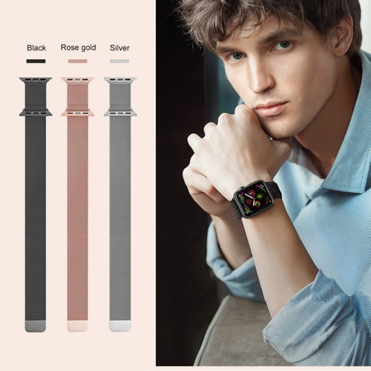 For Apple Watch Series 7 45mm / 6 & SE & 5 & 4 44mm / 3 & 2 & 1 42mm Mutural Milanese Stainless Steel Watch Band(Black) - Watch Bands by Mutural | Online Shopping South Africa | PMC TechLife | Buy Now Pay Later Mobicred