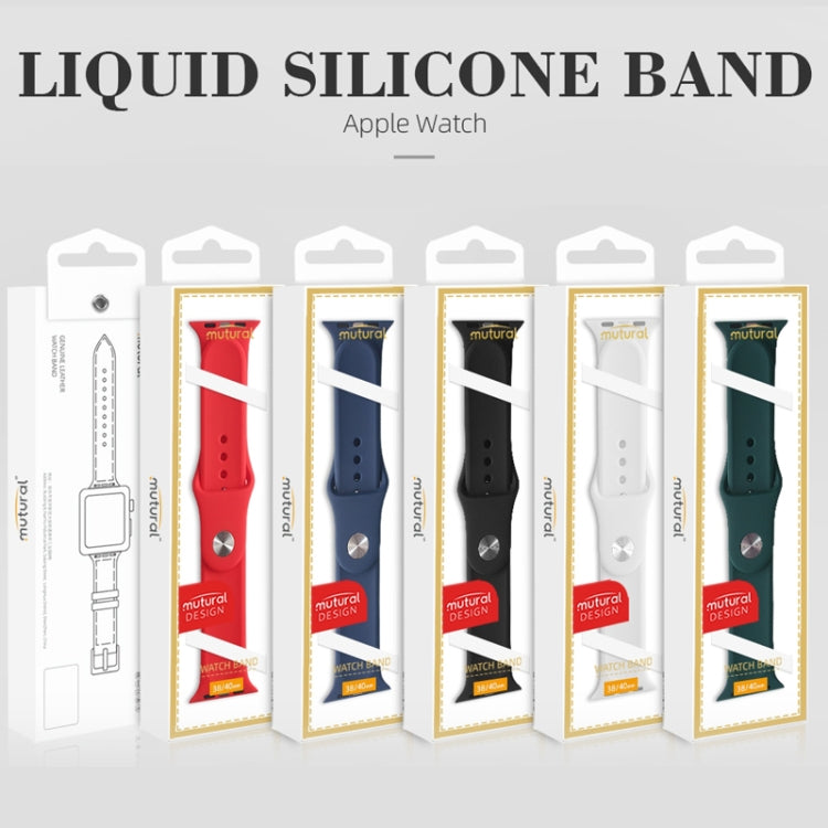 For Apple Watch Series 7 41mm / 6 & SE & 5 & 4 40mm / 3 & 2 & 1 38mm Mutural Liquid Silicone Watch Band(White) - Watch Bands by Mutural | Online Shopping South Africa | PMC TechLife | Buy Now Pay Later Mobicred