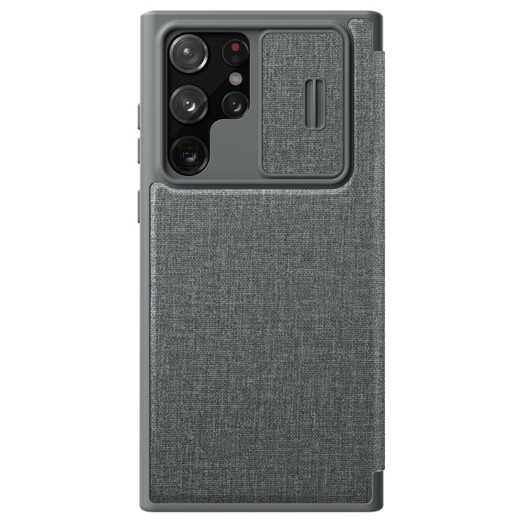 For Samsung Galaxy S22 Ultra 5G NILLKIN QIN Series Pro Sliding Camera Cover Design PC + TPU + PU Leather Phone Case(Cloth Texture Grey) - Galaxy S22 Ultra 5G Cases by NILLKIN | Online Shopping South Africa | PMC Jewellery