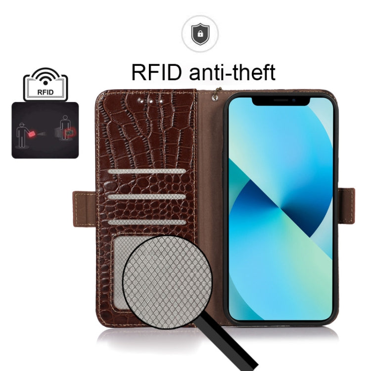 For Xiaomi Poco M4 Pro 4G Crocodile Top Layer Cowhide Leather Phone Case(Brown) - Xiaomi Cases by PMC TechLife | Online Shopping South Africa | PMC TechLife | Buy Now Pay Later Mobicred