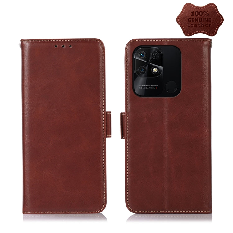 For Xiaomi Redmi 10C / 10 India Crazy Horse Top Layer Cowhide Leather Phone Case(Brown) - Xiaomi Cases by PMC Jewellery | Online Shopping South Africa | PMC Jewellery