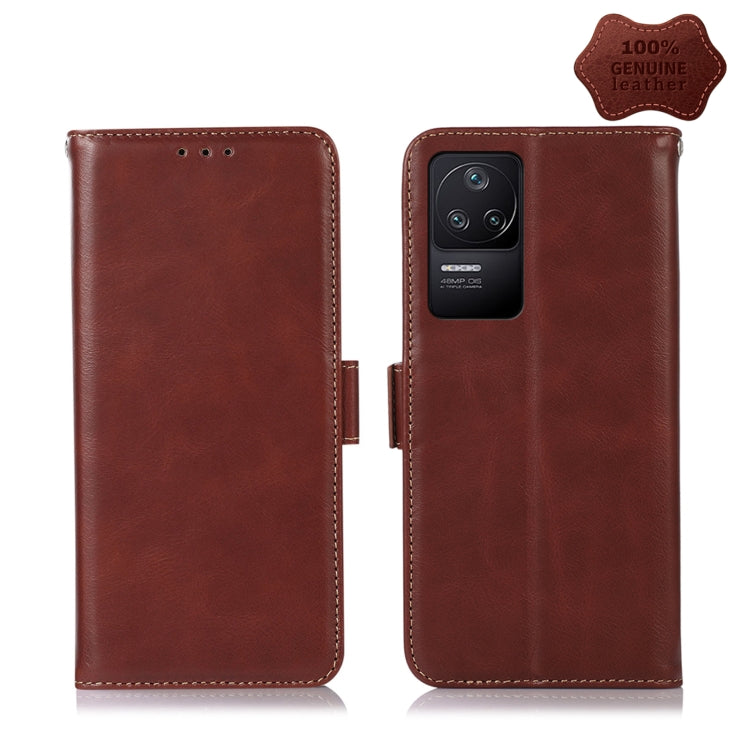 For Xiaomi Redmi K40S Crazy Horse Top Layer Cowhide Leather Phone Case(Brown) - Xiaomi Cases by PMC Jewellery | Online Shopping South Africa | PMC Jewellery