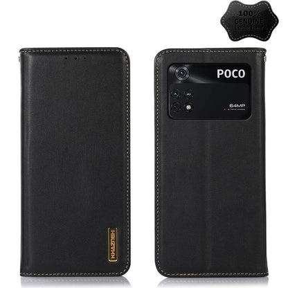 For Xiaomi Poco M4 Pro 4G KHAZNEH Nappa Top Layer Cowhide Leather Phone Case(Black) - Xiaomi Cases by PMC Jewellery | Online Shopping South Africa | PMC Jewellery