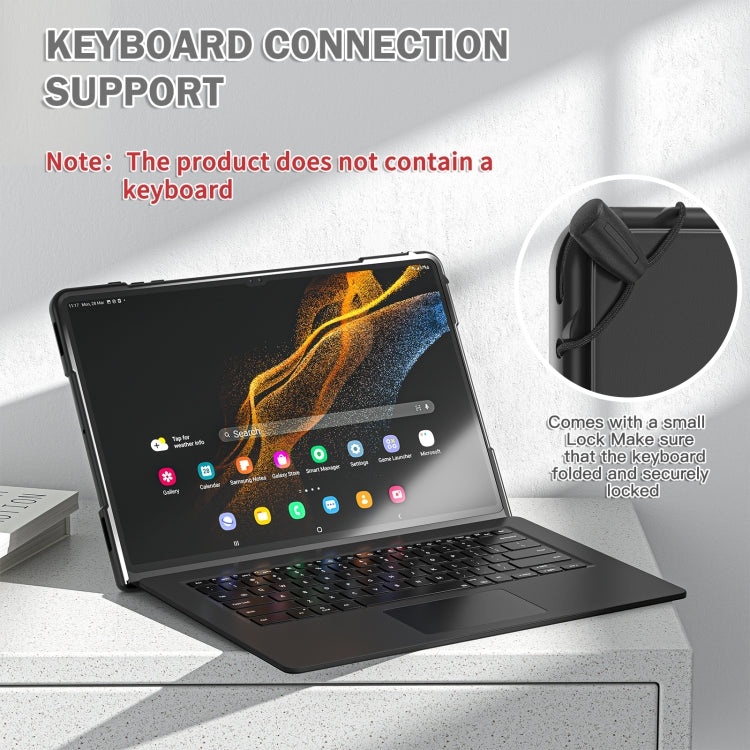 For Samsung Galaxy S8 Ultra / X900 Rotary Handle Grip TPU + PC Tablet Case(Black) - Galaxy Tab S8 Ultra Cases by PMC TechLife | Online Shopping South Africa | PMC TechLife