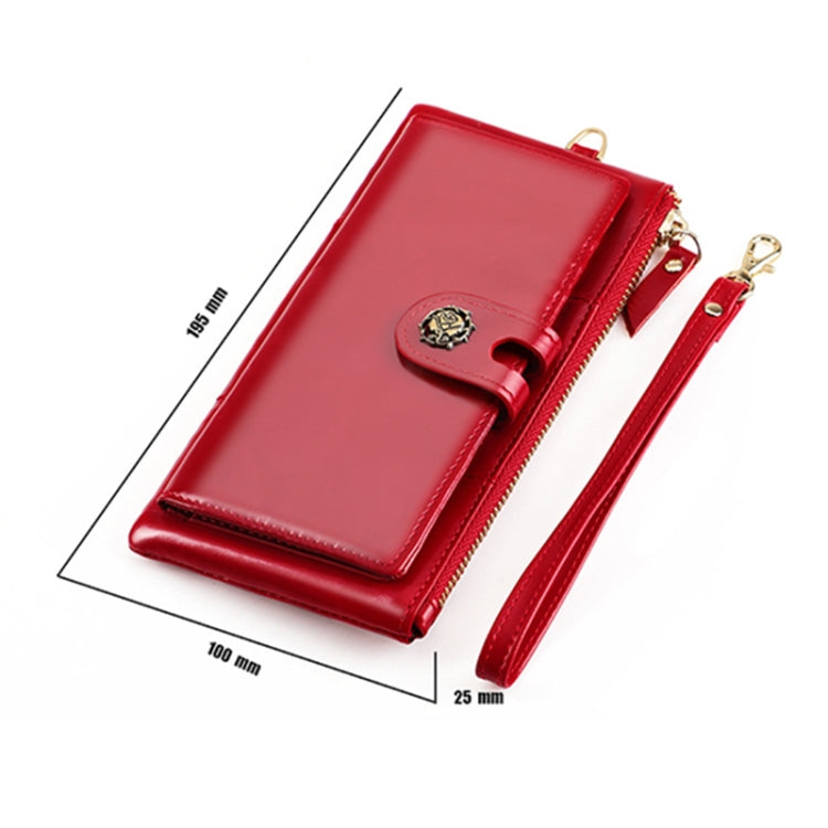 3506 RFID Anti-Degaussing Oil Wax Vintage Texture Genuine Leather Hand Held Wallet for Ladies(Purple) - free shipping - PMC TechLife - Order now!