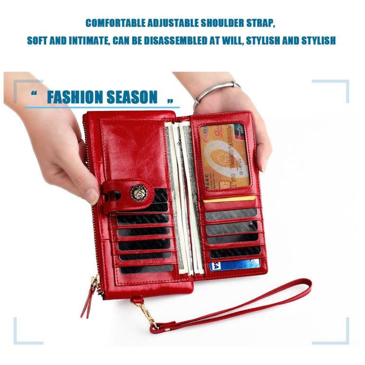 3506 RFID Anti-Degaussing Oil Wax Vintage Texture Genuine Leather Hand Held Wallet for Ladies(Yellow) - free shipping - PMC TechLife - Order now!