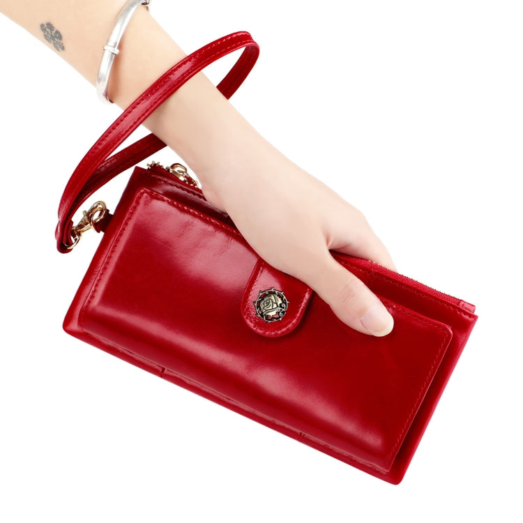 3506 RFID Anti-Degaussing Oil Wax Vintage Texture Genuine Leather Hand Held Wallet for Ladies(Yellow) - free shipping - PMC TechLife - Order now!