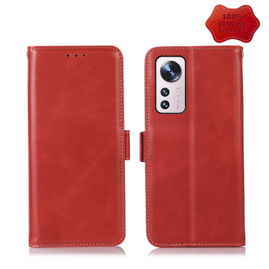 For Xiaomi 12 Pro Crazy Horse Top Layer Cowhide Leather Phone Case(Red) - 12 Pro Cases by PMC Jewellery | Online Shopping South Africa | PMC Jewellery