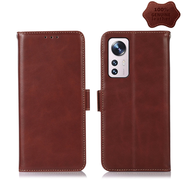 For Xiaomi 12 Pro Crazy Horse Top Layer Cowhide Leather Phone Case(Brown) - 12 Pro Cases by PMC Jewellery | Online Shopping South Africa | PMC Jewellery