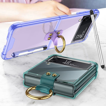 For Samsung Galaxy Z Flip3 5G GKK Shockproof Airbag Phone Case with Ring Holder & Stylus Pen(Transparent Black) - Galaxy Phone Cases by GKK | Online Shopping South Africa | PMC Jewellery