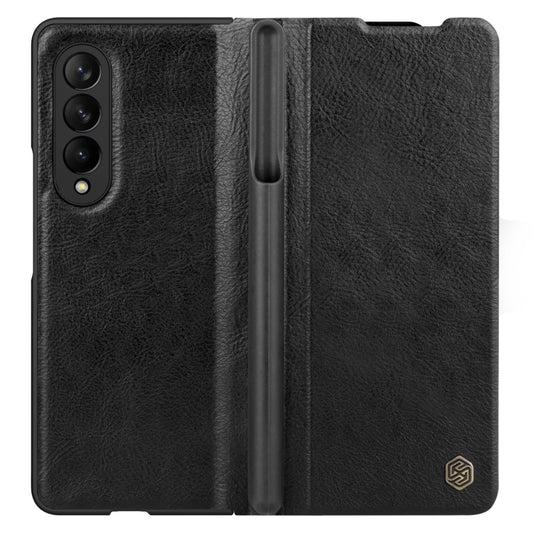 For Samsung Galaxy Z Fold3 / W22 5G NILLKIN QIN Series Crazy Horse Texture Leather Case(Black) - Galaxy Phone Cases by NILLKIN | Online Shopping South Africa | PMC Jewellery