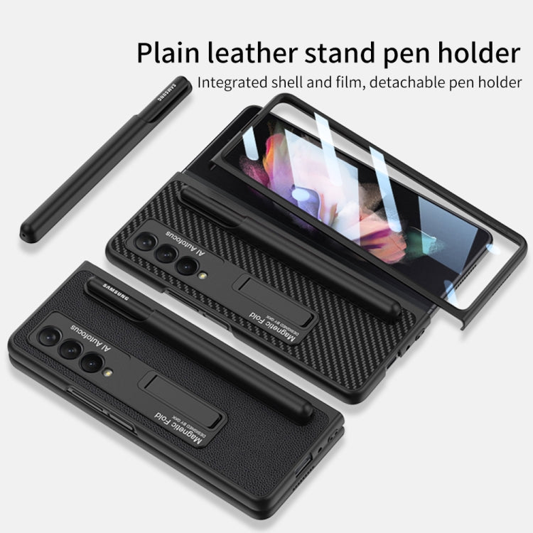 For Samsung Galaxy Z Fold3 5G GKK Ultra-thin Shockproof Leather Protective Case with Holder & Pen Slots(Black) - Galaxy Phone Cases by GKK | Online Shopping South Africa | PMC Jewellery