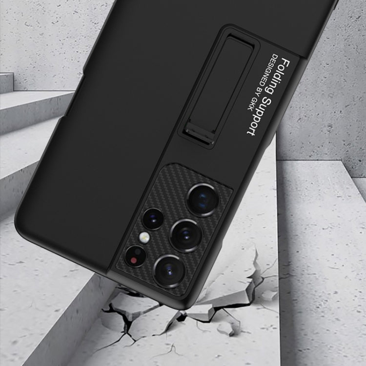 For Samsung Galaxy S21 Ultra 5G GKK Ultra-thin Shockproof Phone Case with Holder & Pen Slots & Stylus Pen(Silver) - Galaxy S21 Ultra 5G Cases by GKK | Online Shopping South Africa | PMC TechLife | Buy Now Pay Later Mobicred