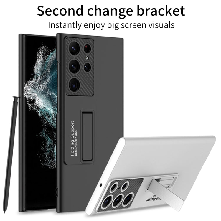For Samsung Galaxy S22 Ultra 5G GKK Ultra-thin Shockproof Phone Case with Holder(Silver) - Galaxy S22 Ultra 5G Cases by GKK | Online Shopping South Africa | PMC TechLife | Buy Now Pay Later Mobicred