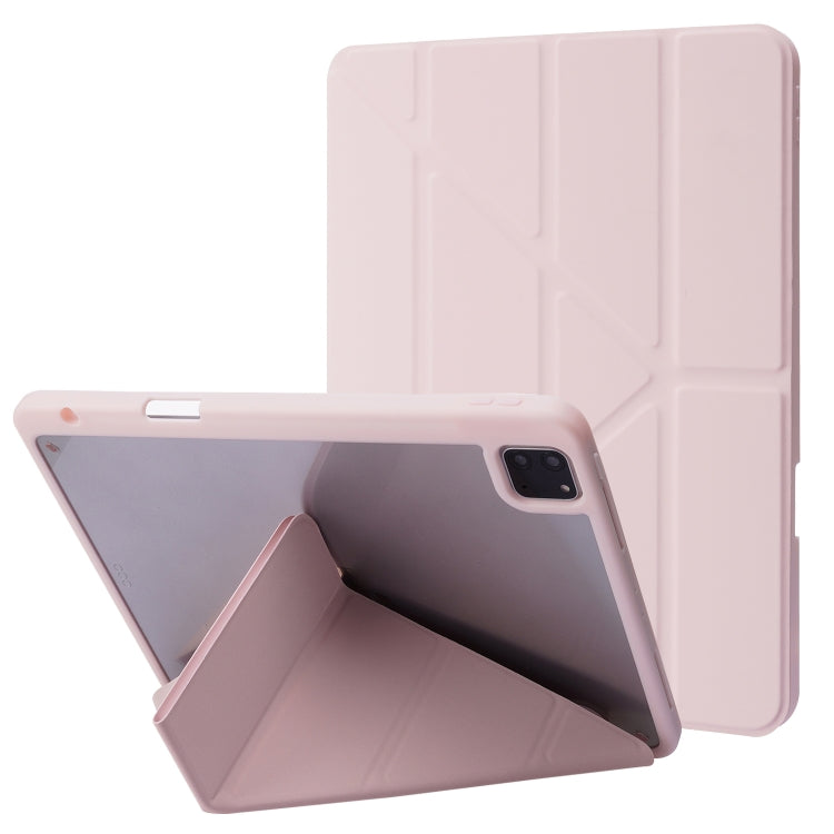For iPad Air 13 2025 / 2024 / iPad Pro 12.9 2022 / 2021 / 2020 / 2018 Deformation Transparent Acrylic Leather Tablet Case(Pink) - iPad Pro 12.9 (2022/2021) Cases by PMC TechLife | Online Shopping South Africa | PMC TechLife | Buy Now Pay Later Mobicred