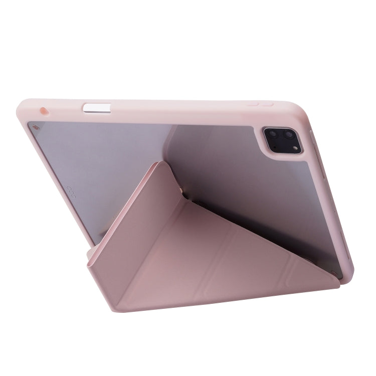 For iPad Air 13 2025 / 2024 / iPad Pro 12.9 2022 / 2021 / 2020 / 2018 Deformation Transparent Acrylic Leather Tablet Case(Pink) - iPad Pro 12.9 (2022/2021) Cases by PMC TechLife | Online Shopping South Africa | PMC TechLife | Buy Now Pay Later Mobicred