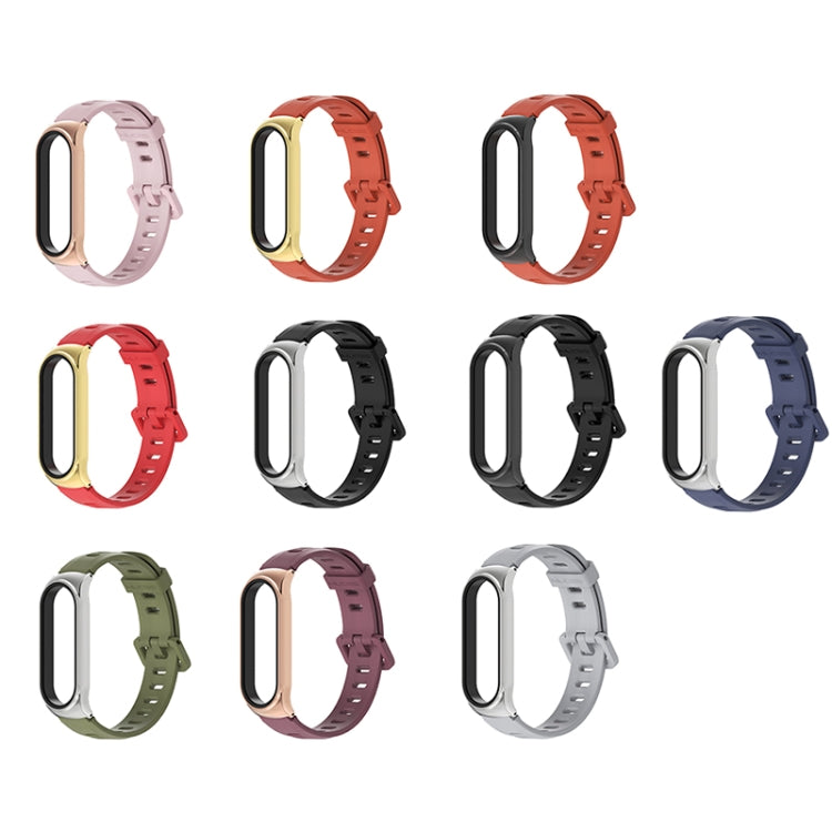 For Xiaomi Mi Band 6 / 5 / 4 / 3 Mijobs Flat Hole Silicone Watch Band, Style:CS Case(Orange+Gold) - free shipping - PMC TechLife - Order now!