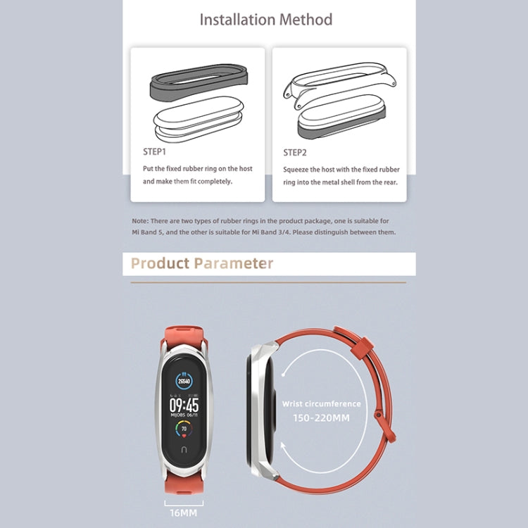 For Xiaomi Mi Band 6 / 5 / 4 / 3 Mijobs Flat Hole Silicone Watch Band, Style:CS Case(Midnight Blue+Silver) - Watch Bands by MIJOBS | Online Shopping South Africa | PMC TechLife | Buy Now Pay Later Mobicred
