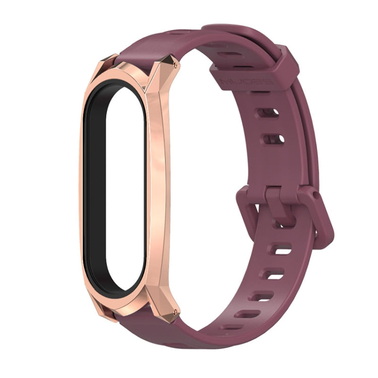 For Xiaomi Mi Band 6 / 5 / 4 / 3 Mijobs Flat Hole Silicone Watch Band, Style:GT Case(Wine Red+Rose Gold) - Watch Bands by MIJOBS | Online Shopping South Africa | PMC TechLife | Buy Now Pay Later Mobicred