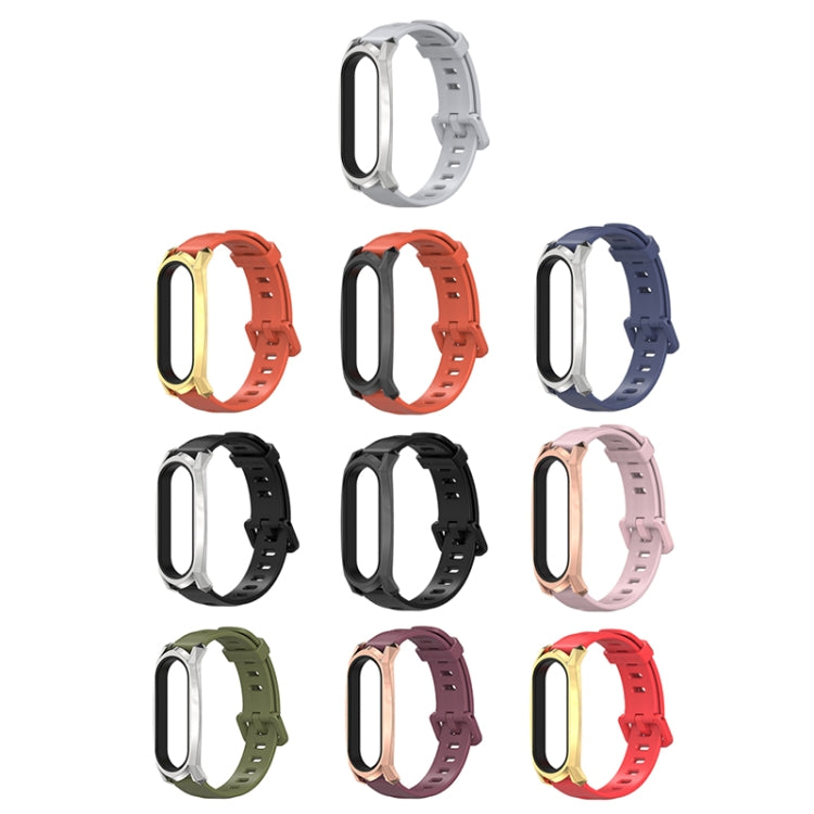 For Xiaomi Mi Band 6 / 5 / 4 / 3 Mijobs Flat Hole Silicone Watch Band, Style:GT Case(Wine Red+Rose Gold) - Watch Bands by MIJOBS | Online Shopping South Africa | PMC TechLife | Buy Now Pay Later Mobicred
