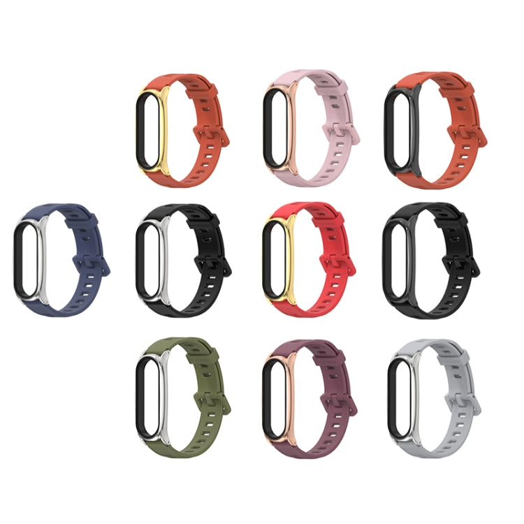 For Xiaomi Mi Band 6 / 5 / 4 / 3 Mijobs Flat Hole Silicone Watch Band, Style:Plus Case(Midnight Blue+Silver) - Watch Bands by MIJOBS | Online Shopping South Africa | PMC TechLife | Buy Now Pay Later Mobicred