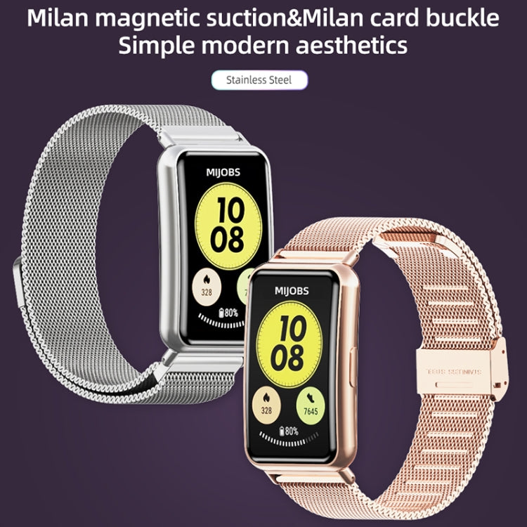 For Huawei Watch Fit Mijobs Milan Buckle Stainless Steel Watch Band(Rose Gold) - free shipping - PMC TechLife - Order now!