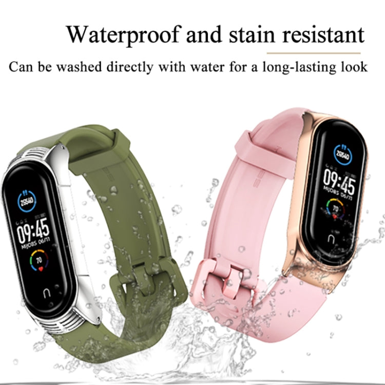 For Xiaomi Mi Band 3/4/5/6 Mijobs CS Silicone Waterproof Watch Band(Wine Red+Rose Gold) - Watch Bands by MIJOBS | Online Shopping South Africa | PMC TechLife | Buy Now Pay Later Mobicred