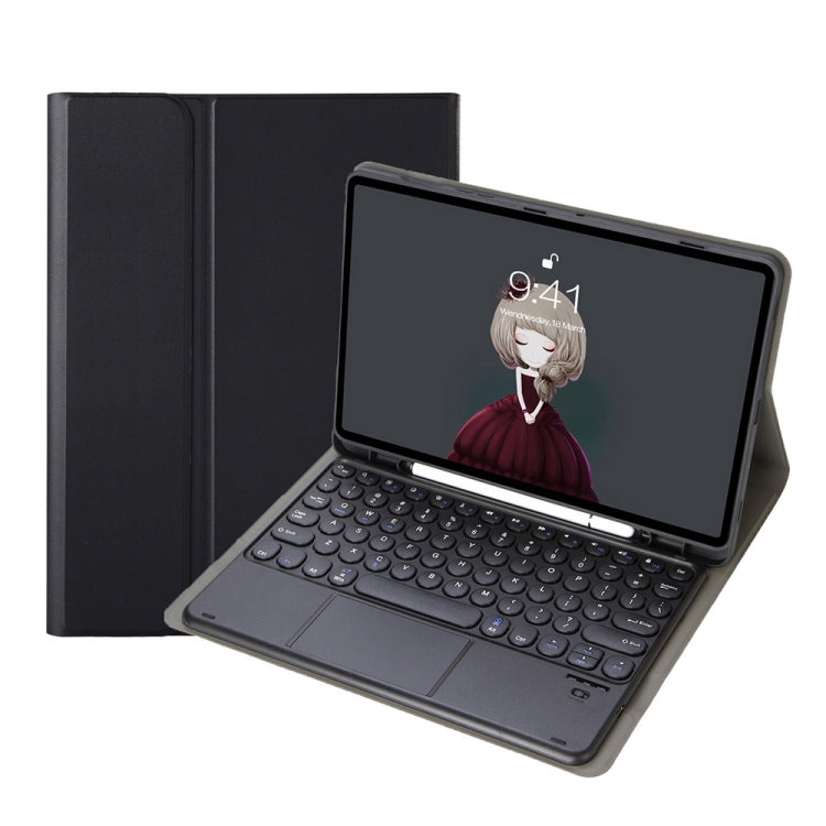 YA610B-A  Lambskin Texture Voltage Round Keycap Bluetooth Keyboard Leather Case with Touchpad For Samsung Galaxy Tab S6 Lite 10.4 inch SM-P610 / SM-P615(Black) - Samsung Keyboard by PMC TechLife | Online Shopping South Africa | PMC TechLife | Buy Now Pay Later Mobicred