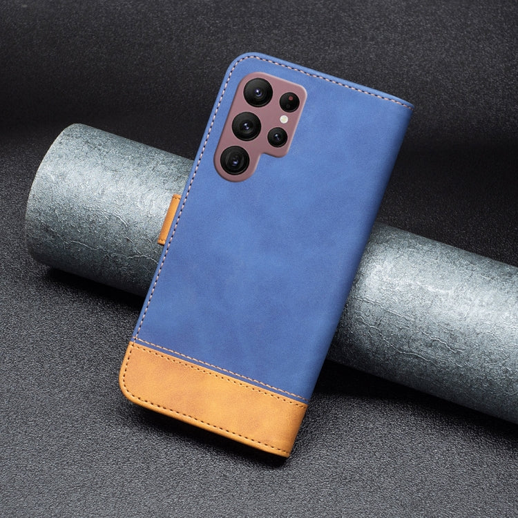For Samsung Galaxy S22 Ultra 5G BF11 Color Matching Skin Feel Leather Phone Case(Blue) - free shipping - PMC TechLife - Order now!
