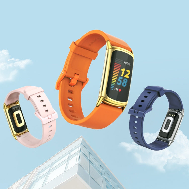 For Fitbit Charge 5 Mijobs Soft Silicone  Watch Band(Black) - Watch Bands by MIJOBS | Online Shopping South Africa | PMC TechLife | Buy Now Pay Later Mobicred