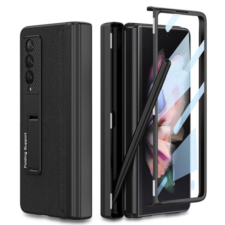 For Samsung Galaxy Z Fold3 5G GKK Magnetic Hinge Plain Leather Phone Flip Case with Pen Box(Cross Texture) - Galaxy Phone Cases by GKK | Online Shopping South Africa | PMC Jewellery