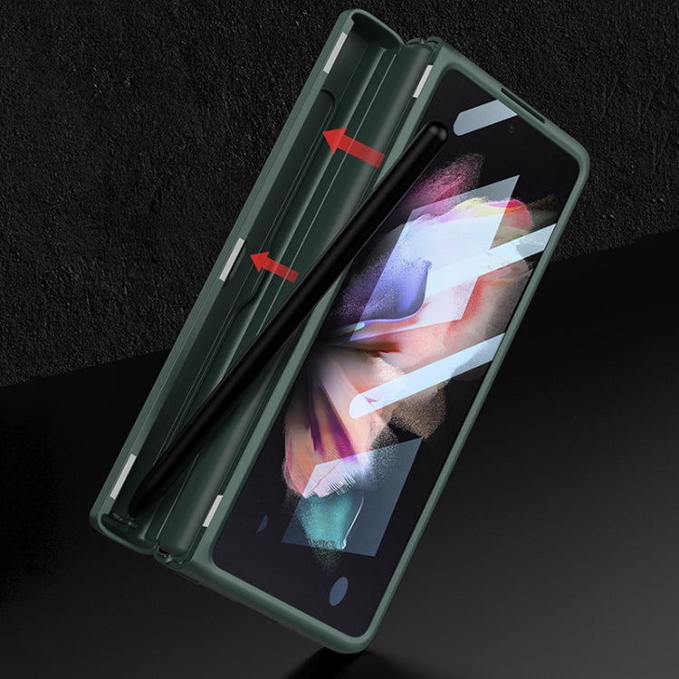 For Samsung Galaxy Z Fold3 5G GKK Magnetic Hinge Plain Leather Phone Flip Case with Pen Box(Black) - free shipping - PMC TechLife - Order now!