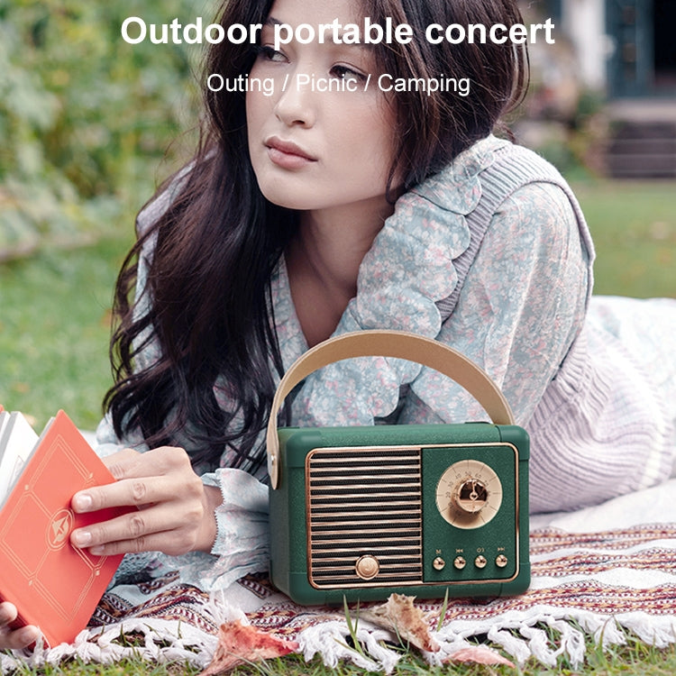 HM11 PLUS Portable HIFI Mini Retro Wireless Bluetooth Speaker(Dark Green) - Mini Speaker by PMC Jewellery | Online Shopping South Africa | PMC Jewellery