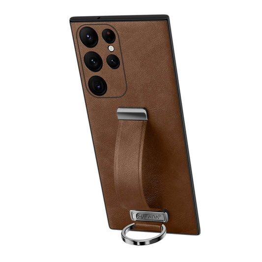 For Samsung Galaxy S22 Ultra 5G SULADA Cool Series PC + Leather Texture Skin Feel Shockproof Phone Case(Brown) - Galaxy S22 Ultra 5G Cases by SULADA | Online Shopping South Africa | PMC Jewellery