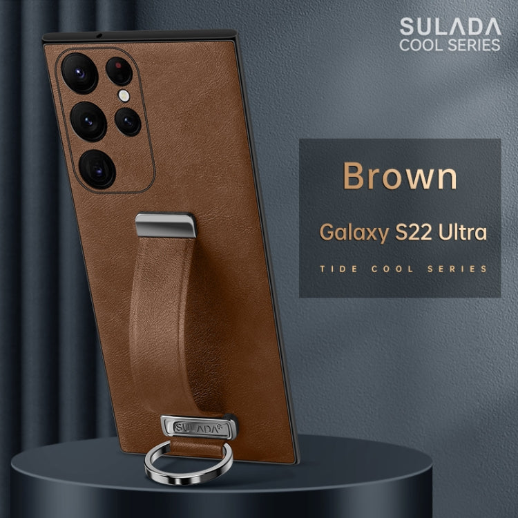 For Samsung Galaxy S22 Ultra 5G SULADA Cool Series PC + Leather Texture Skin Feel Shockproof Phone Case(Brown) - Galaxy S22 Ultra 5G Cases by SULADA | Online Shopping South Africa | PMC TechLife | Buy Now Pay Later Mobicred