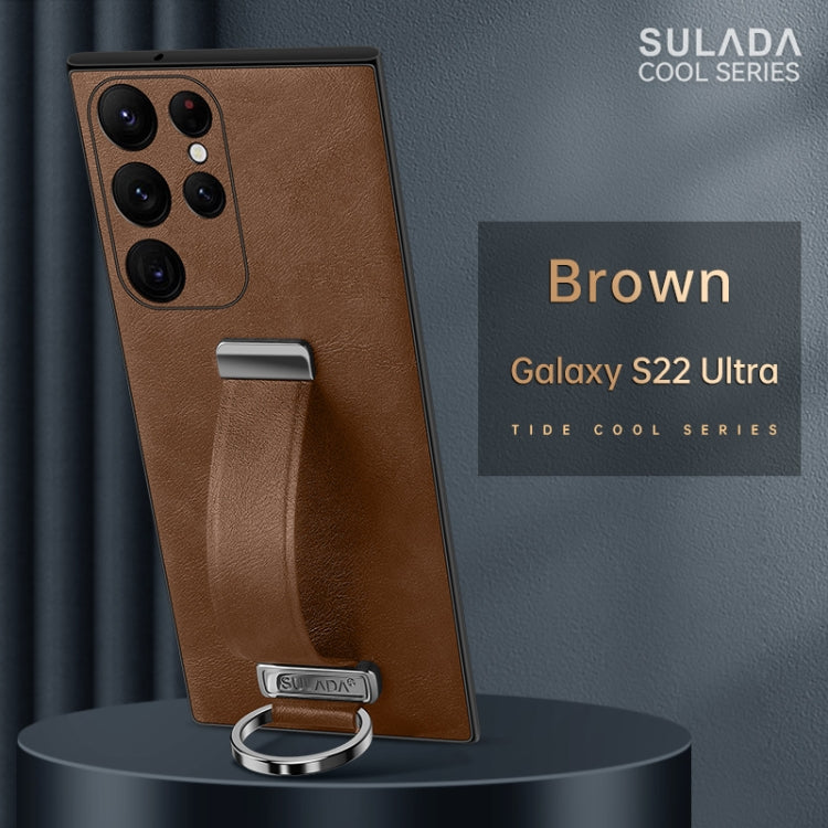 For Samsung Galaxy S22 Ultra 5G SULADA Cool Series PC + Leather Texture Skin Feel Shockproof Phone Case(Brown) - Galaxy S22 Ultra 5G Cases by SULADA | Online Shopping South Africa | PMC Jewellery