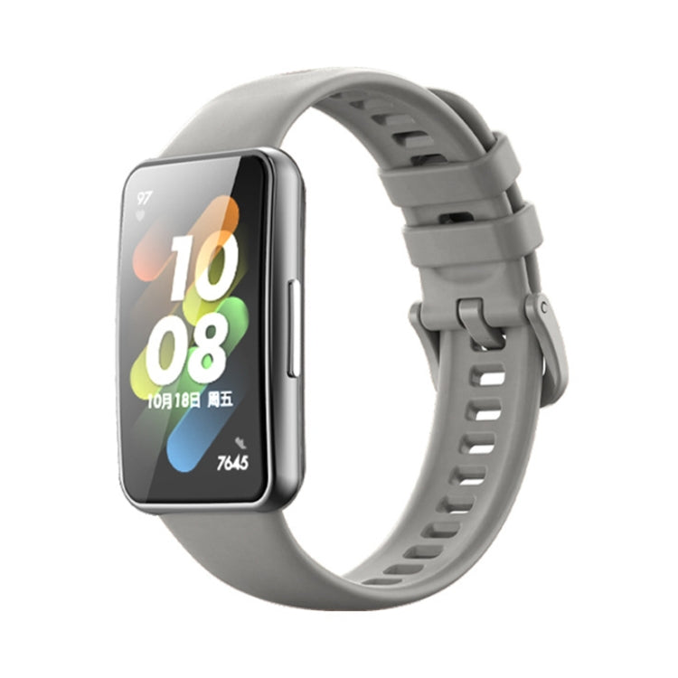 For Huawei Band 7 / Honor Band 7 Pure Color Silicone Watch Band(Grey) - Watch Bands by PMC TechLife | Online Shopping South Africa | PMC TechLife | Buy Now Pay Later Mobicred