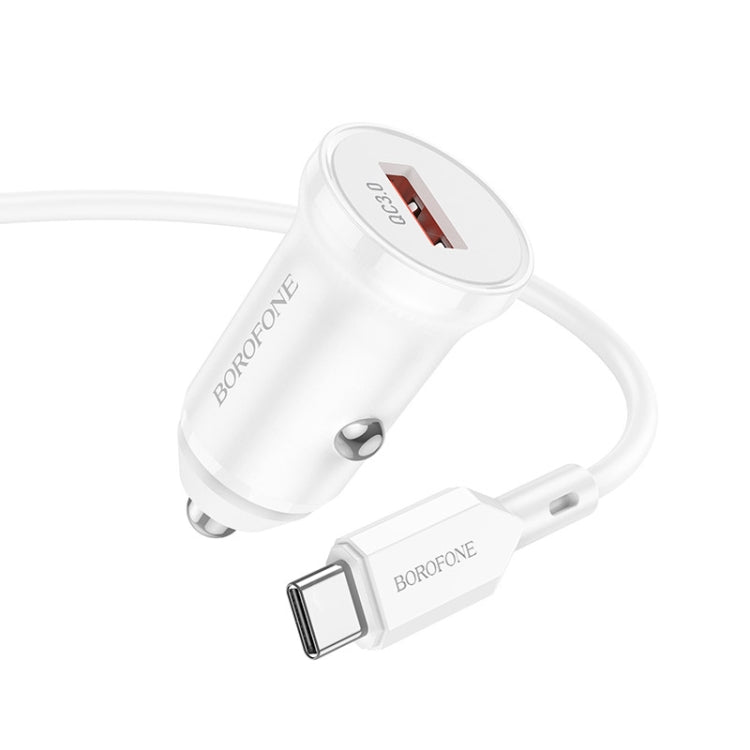 Borofone BZ18 Single USB Port QC3.0 Car Charger with Type-C / USB-C Charging Cable(White) - Car Charger by Borofone | Online Shopping South Africa | PMC Jewellery