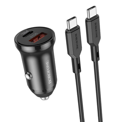 Borofone BZ18A PD20W+QC3.0 Car Charger with Type-C / USB-C to Type-C / USB-C Charging Cable(Black) - Car Charger by Borofone | Online Shopping South Africa | PMC Jewellery