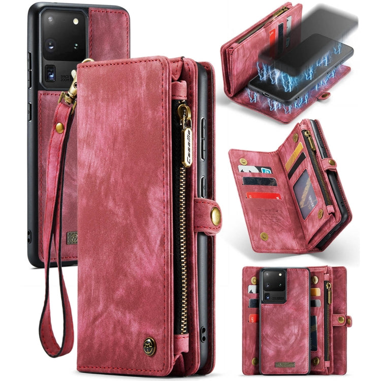 For Galaxy S20 Plus CaseMe Detachable Multifunctional Horizontal Flip Leather Case, with Card Slot & Holder & Zipper Wallet & Photo Frame(Red) - Galaxy Phone Cases by CaseMe | Online Shopping South Africa | PMC TechLife | Buy Now Pay Later Mobicred