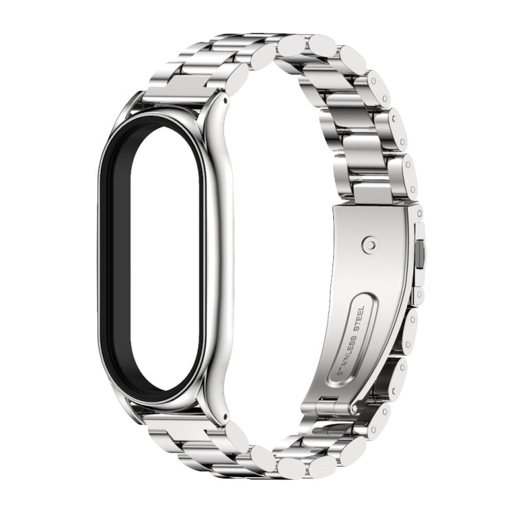 For Xiaomi Mi Band 7 / 7 NFC MIJOBS Three-Bead Metal Plus Stainless Steel Watch Band(Silver) - Watch Bands by MIJOBS | Online Shopping South Africa | PMC TechLife | Buy Now Pay Later Mobicred