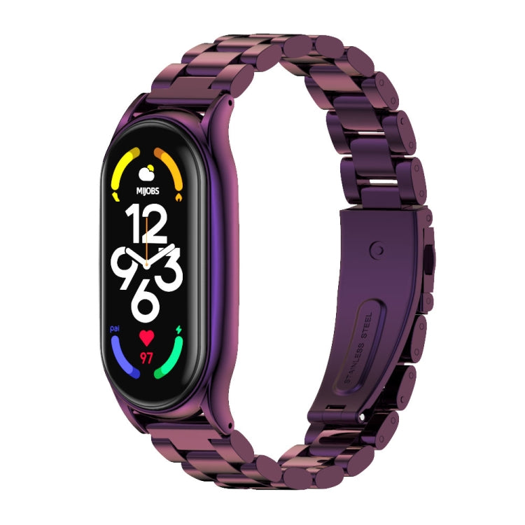 For Xiaomi Mi Band 7 / 7 NFC MIJOBS Three-Bead Metal Plus Stainless Steel Watch Band(Purple) - free shipping - PMC TechLife - Order now!