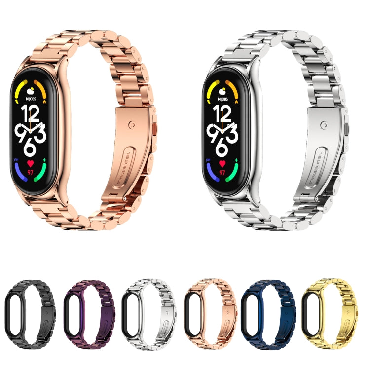 For Xiaomi Mi Band 7 / 7 NFC MIJOBS Three-Bead Metal Plus Stainless Steel Watch Band(Purple) - free shipping - PMC TechLife - Order now!
